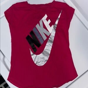 Nike Kids Magenta Tee with Silver Logo